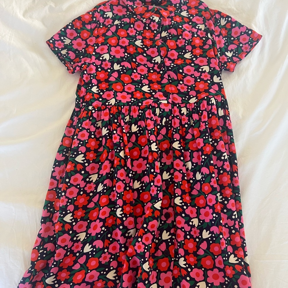 Hanna Andersson Red and Pink Sundress with Peter Pan Collar